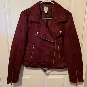 NWOT LC Lauren Conrad Runway Burgundy Moto Jacket